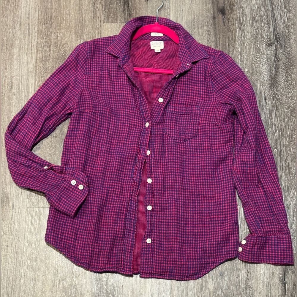 Like 🆕 J. Crew 2-5 Vibrant Pink and Blue button down